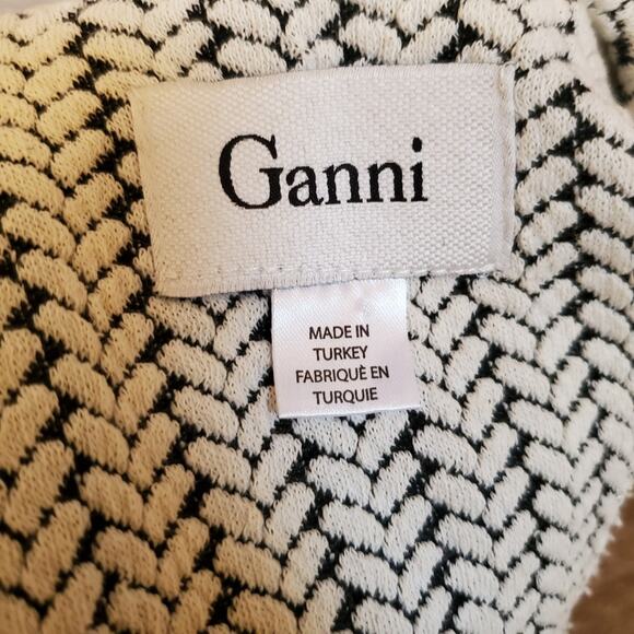 Anthropologie Ganni Jersey Dress Black White Jacquard Small - Picture 6 of 9